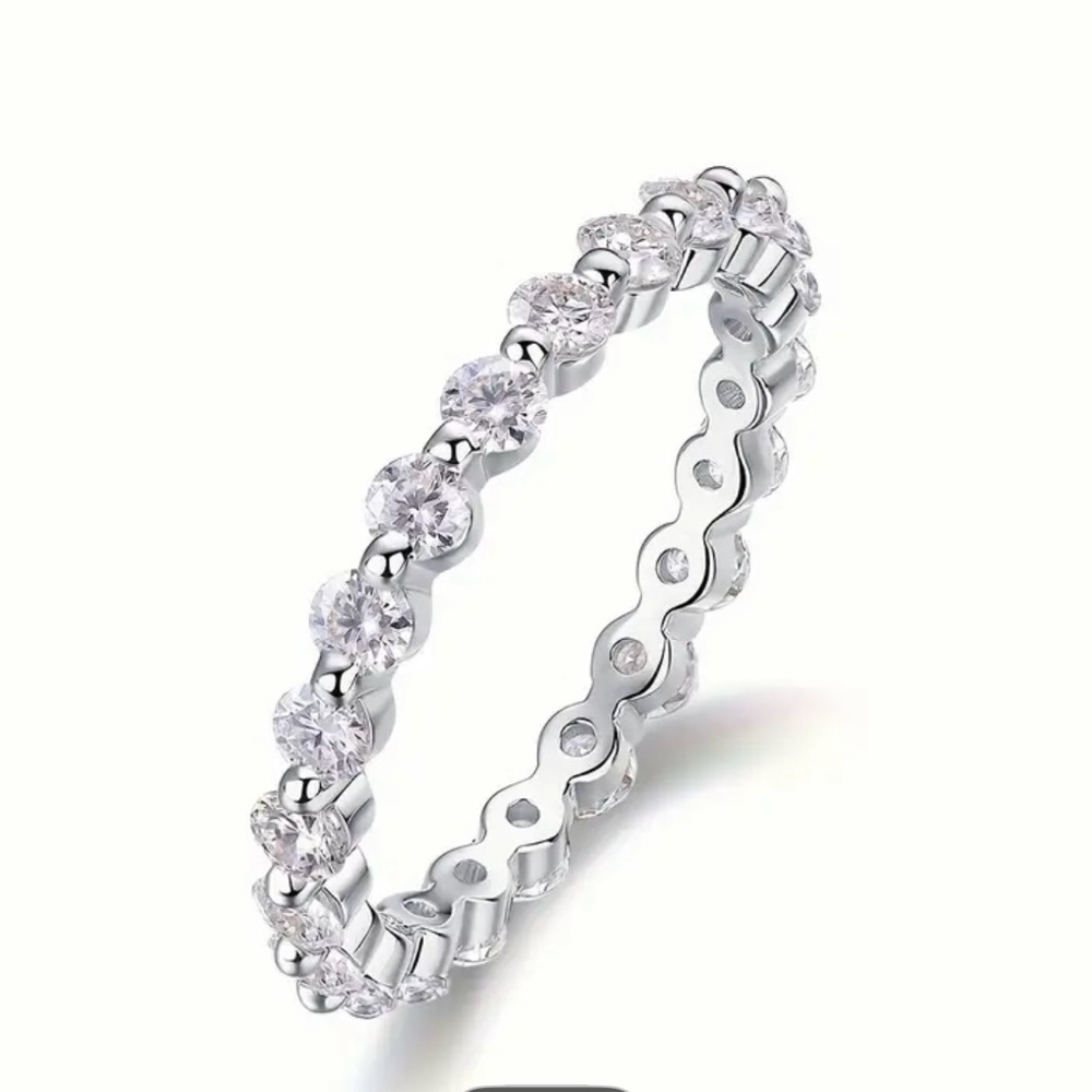 Elegant Silver Eternity Band Size 7